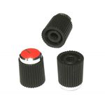 Black Knob With Red Face For 4mm Split Knurled Shaft